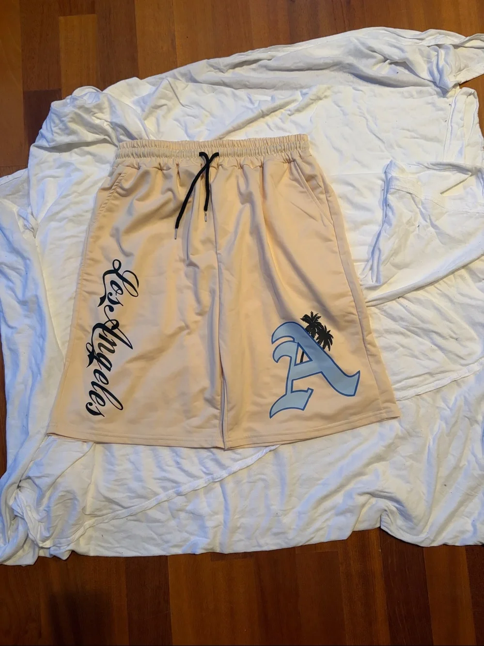 Men's Los Angeles Graphic Beige Athletic Shorts